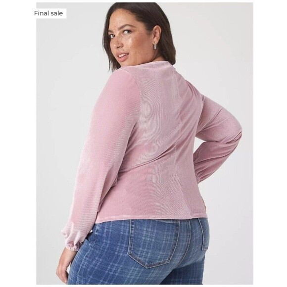 Lane Bryant (NEW) Classic Blouson-Sleeve Surplice Tie Velour Top - Picture 3 of 11